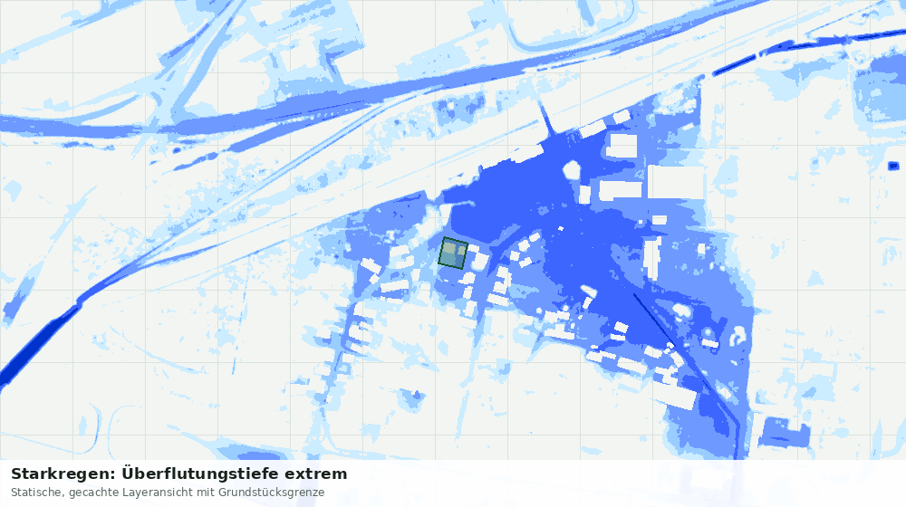 Statische Kartenansicht: Starkregen: Überflutungstiefe extrem