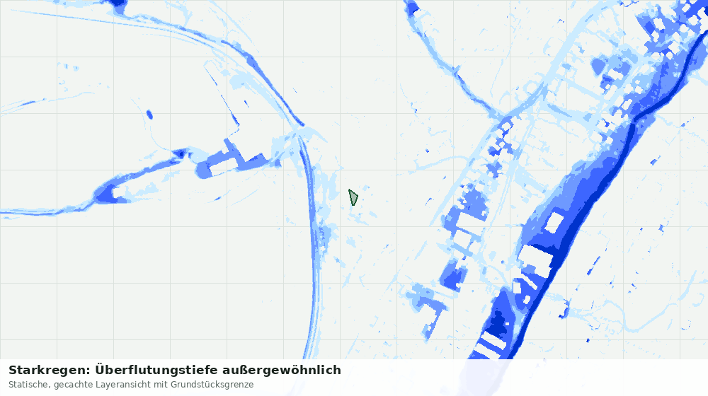 Statische Kartenansicht: Starkregen: Überflutungstiefe außergewöhnlich