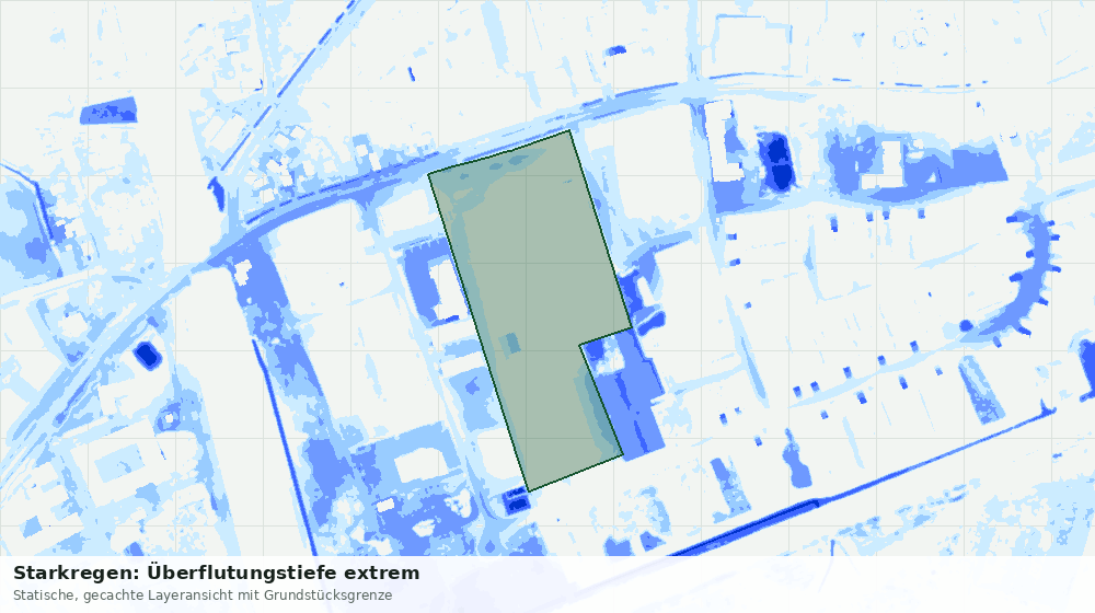Statische Kartenansicht: Starkregen: Überflutungstiefe extrem