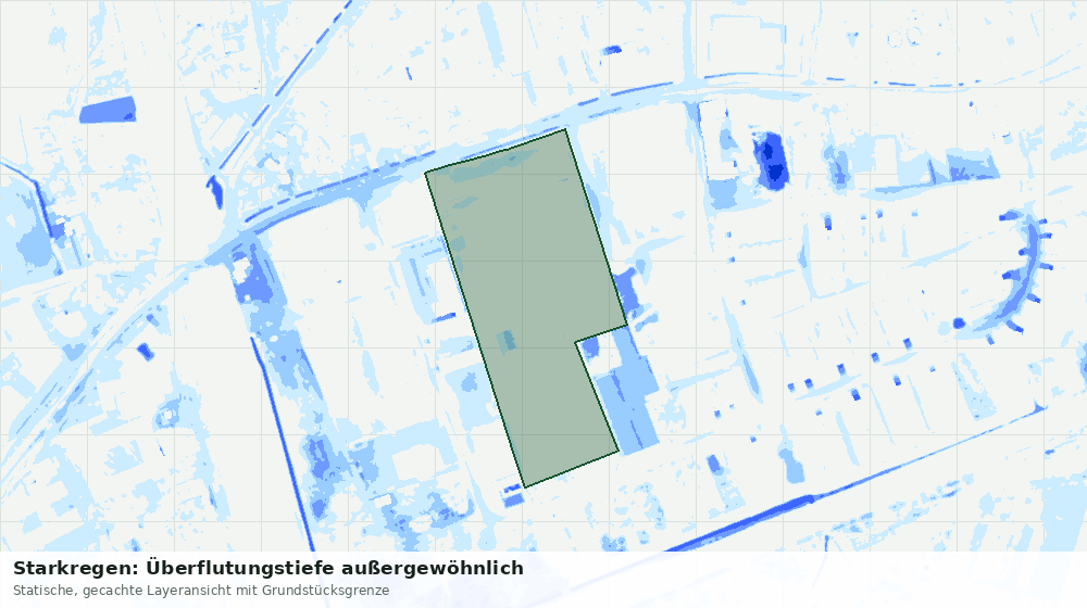 Statische Kartenansicht: Starkregen: Überflutungstiefe außergewöhnlich
