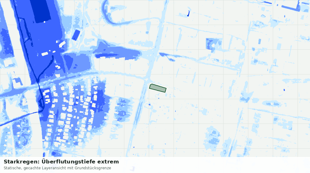 Statische Kartenansicht: Starkregen: Überflutungstiefe extrem