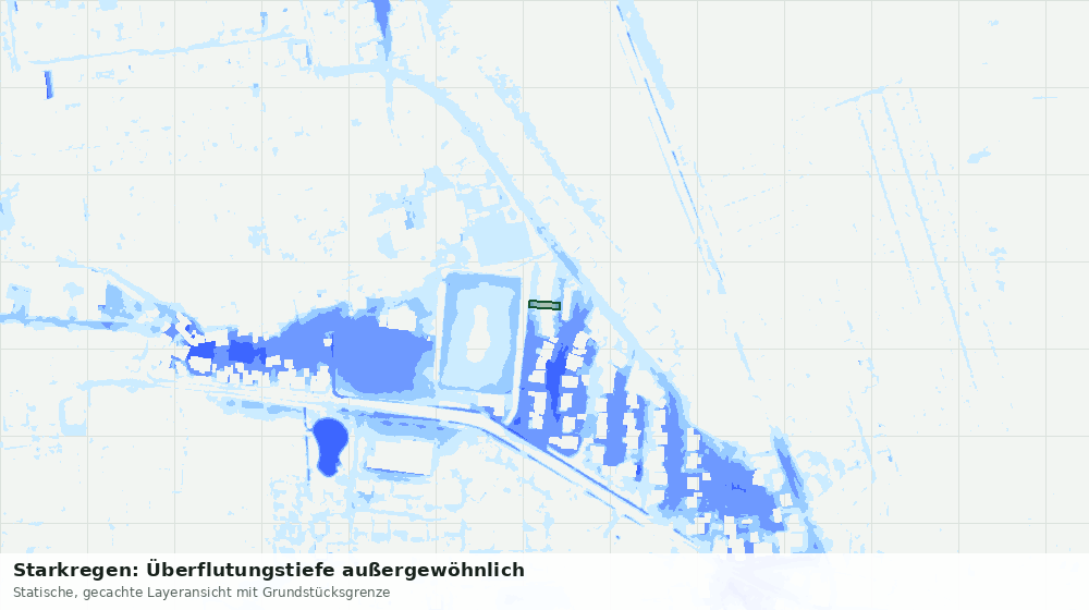 Statische Kartenansicht: Starkregen: Überflutungstiefe außergewöhnlich