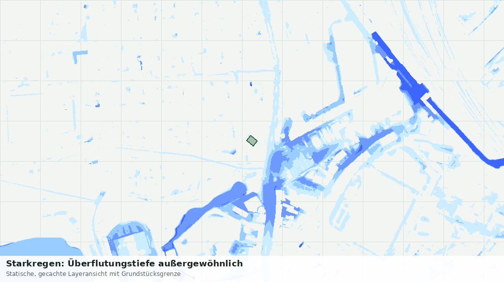 Statische Kartenansicht: Starkregen: Überflutungstiefe außergewöhnlich