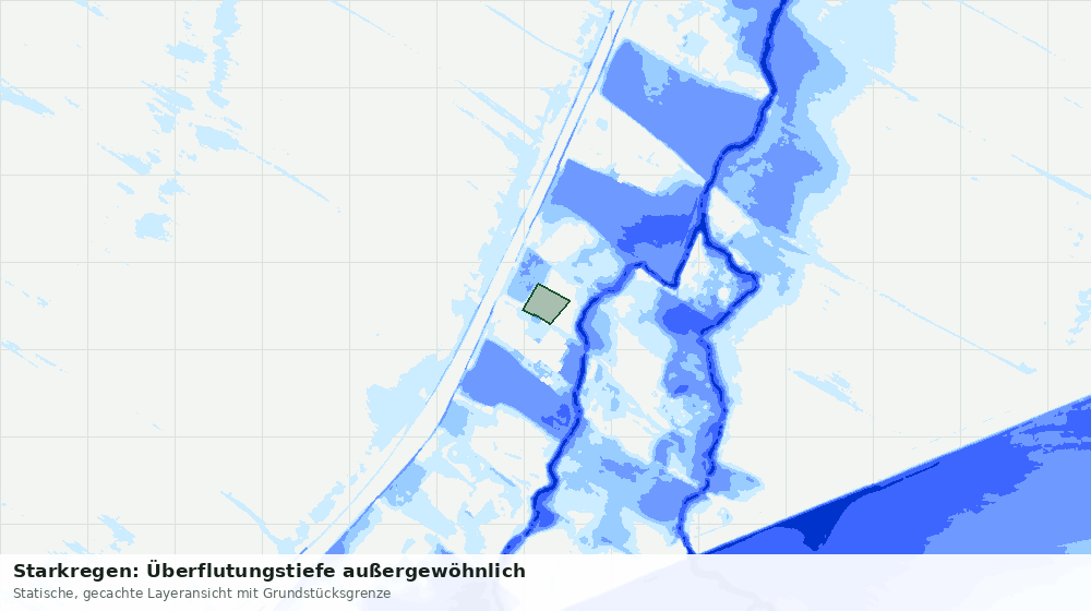 Statische Kartenansicht: Starkregen: Überflutungstiefe außergewöhnlich