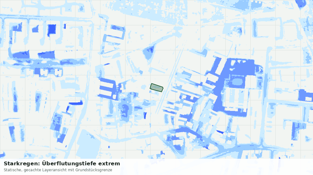 Statische Kartenansicht: Starkregen: Überflutungstiefe extrem
