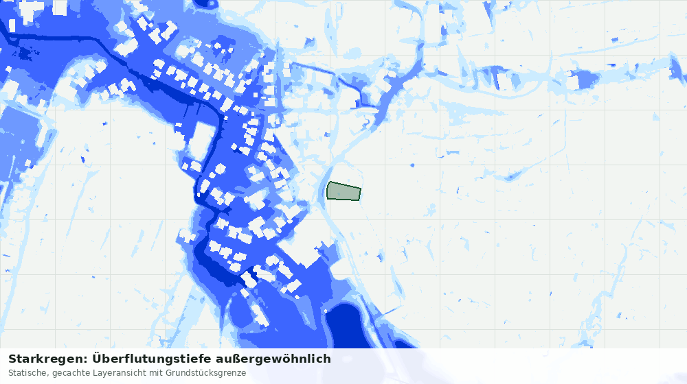 Statische Kartenansicht: Starkregen: Überflutungstiefe außergewöhnlich