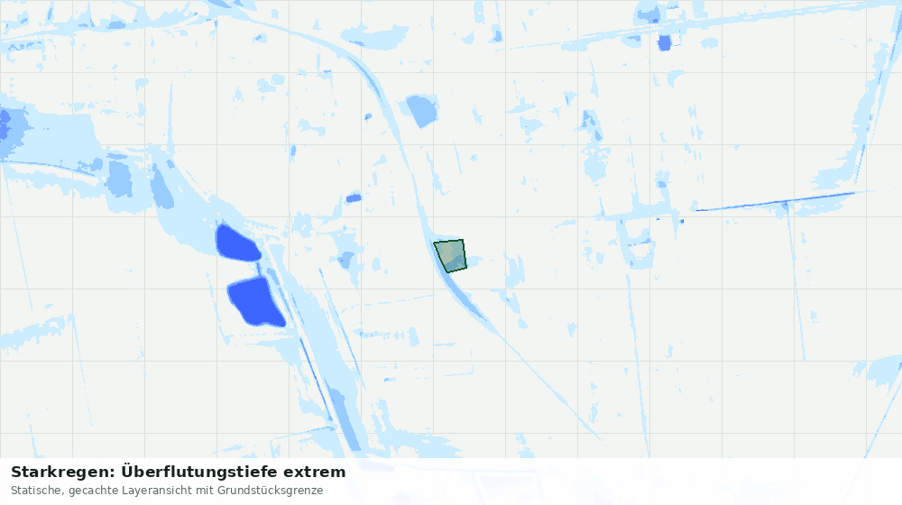 Statische Kartenansicht: Starkregen: Überflutungstiefe extrem