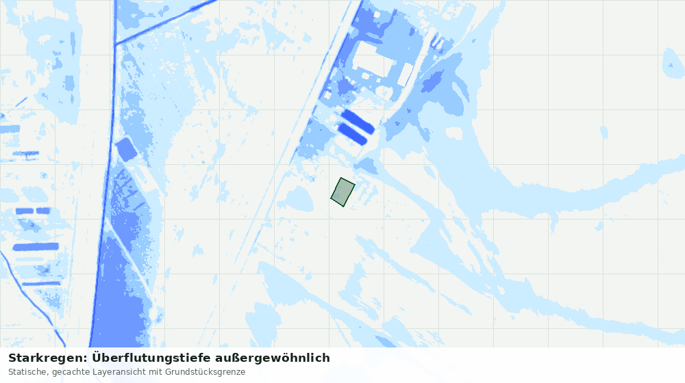 Statische Kartenansicht: Starkregen: Überflutungstiefe außergewöhnlich