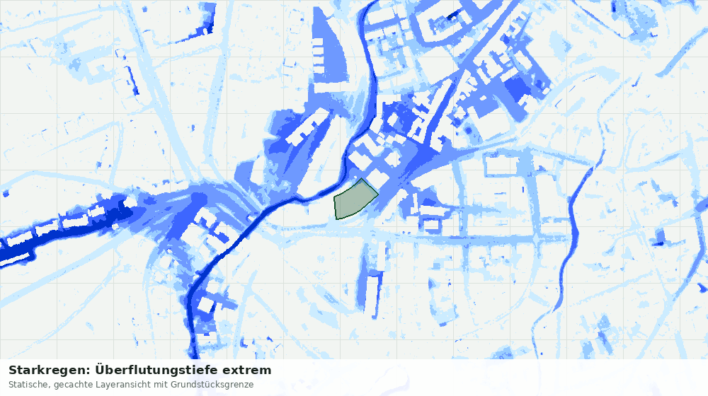 Statische Kartenansicht: Starkregen: Überflutungstiefe extrem