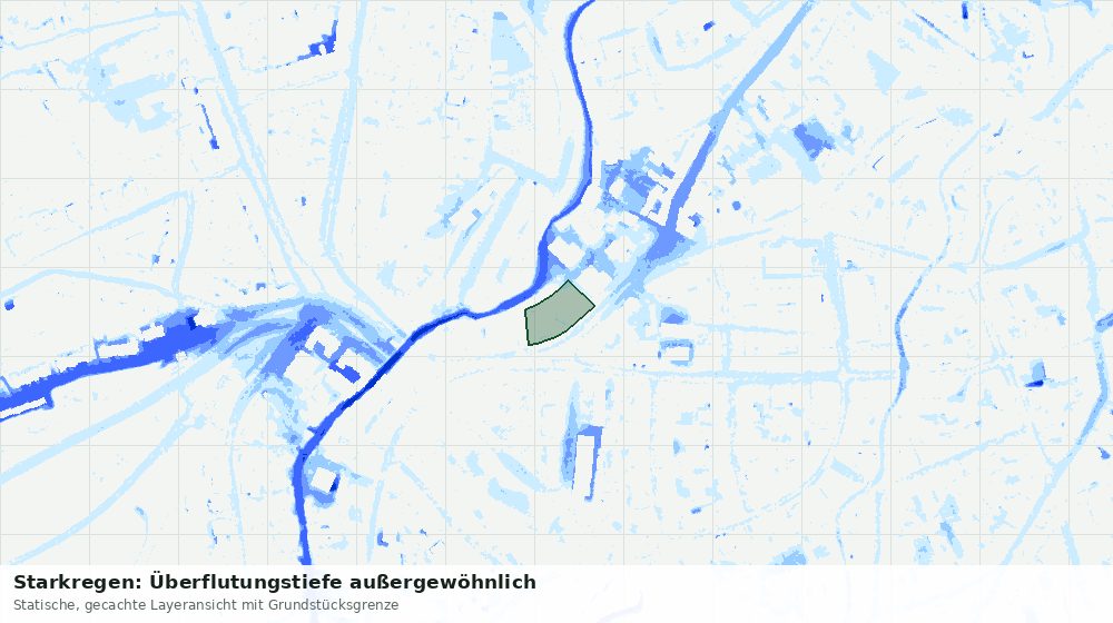Statische Kartenansicht: Starkregen: Überflutungstiefe außergewöhnlich