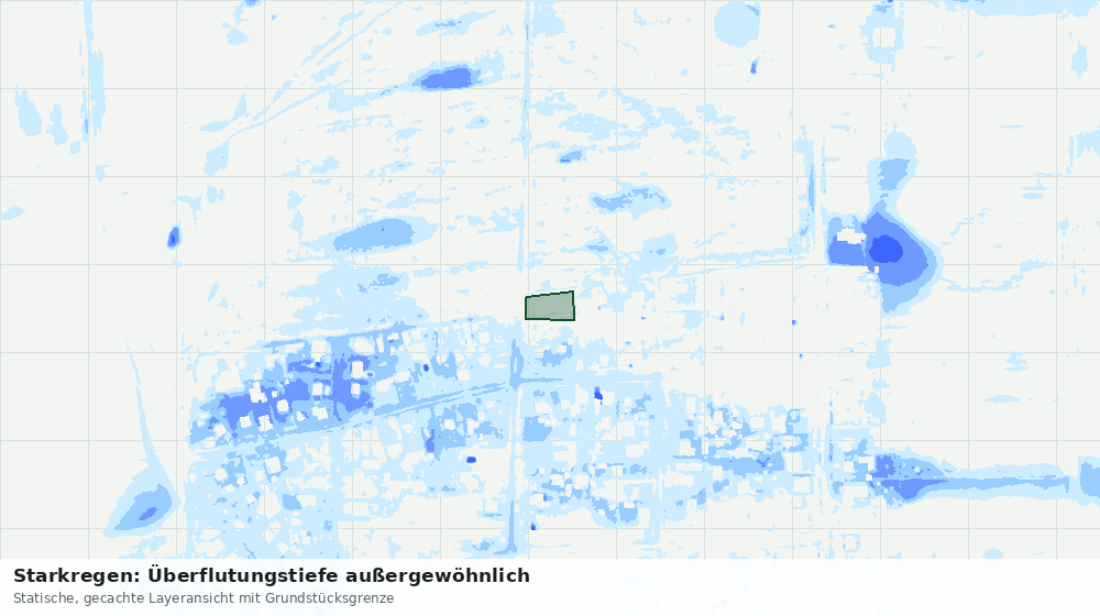 Statische Kartenansicht: Starkregen: Überflutungstiefe außergewöhnlich