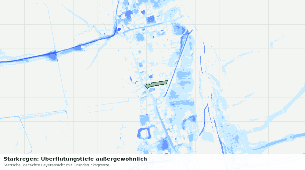 Statische Kartenansicht: Starkregen: Überflutungstiefe außergewöhnlich