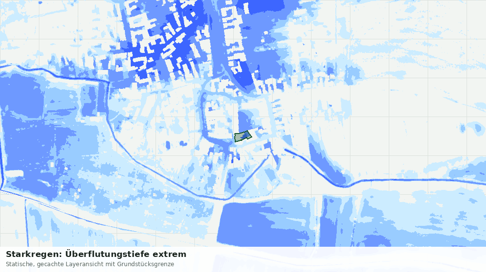 Statische Kartenansicht: Starkregen: Überflutungstiefe extrem