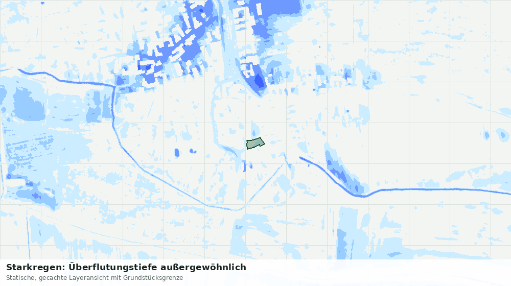 Statische Kartenansicht: Starkregen: Überflutungstiefe außergewöhnlich
