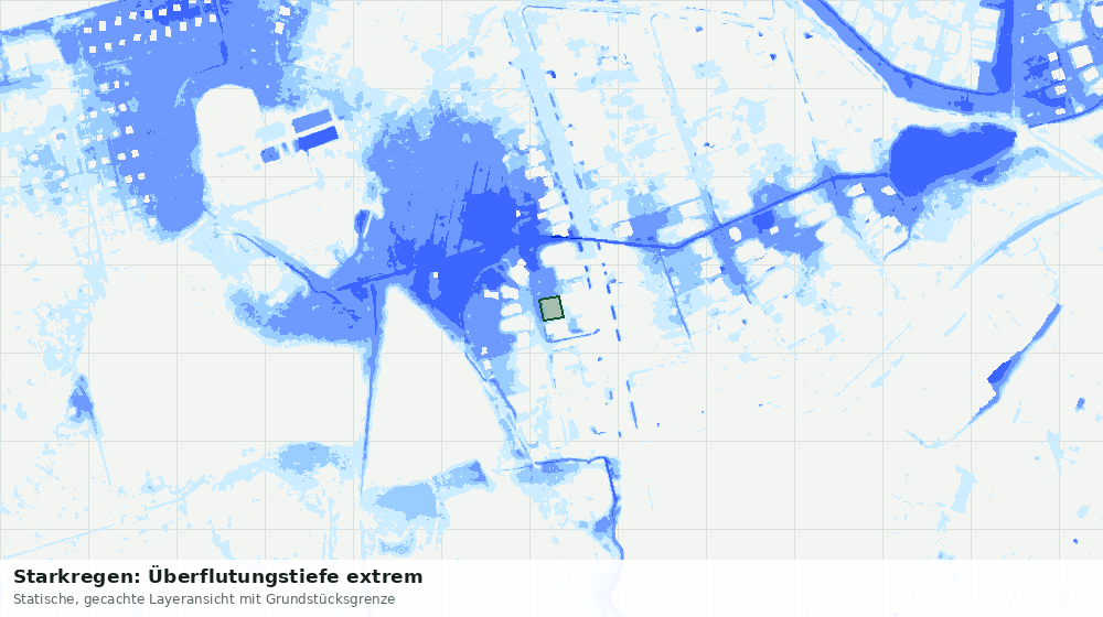 Statische Kartenansicht: Starkregen: Überflutungstiefe extrem