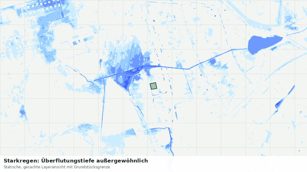Statische Kartenansicht: Starkregen: Überflutungstiefe außergewöhnlich