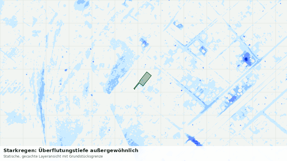 Statische Kartenansicht: Starkregen: Überflutungstiefe außergewöhnlich