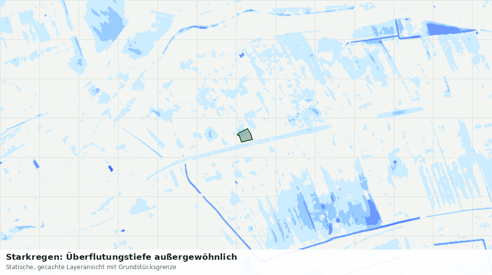 Statische Kartenansicht: Starkregen: Überflutungstiefe außergewöhnlich