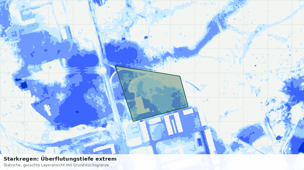 Statische Kartenansicht: Starkregen: Überflutungstiefe extrem