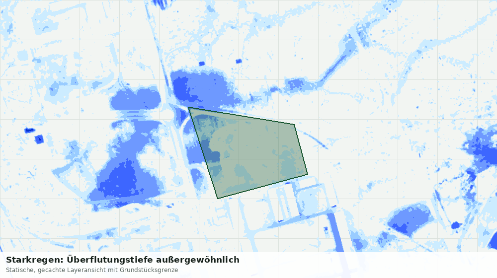 Statische Kartenansicht: Starkregen: Überflutungstiefe außergewöhnlich