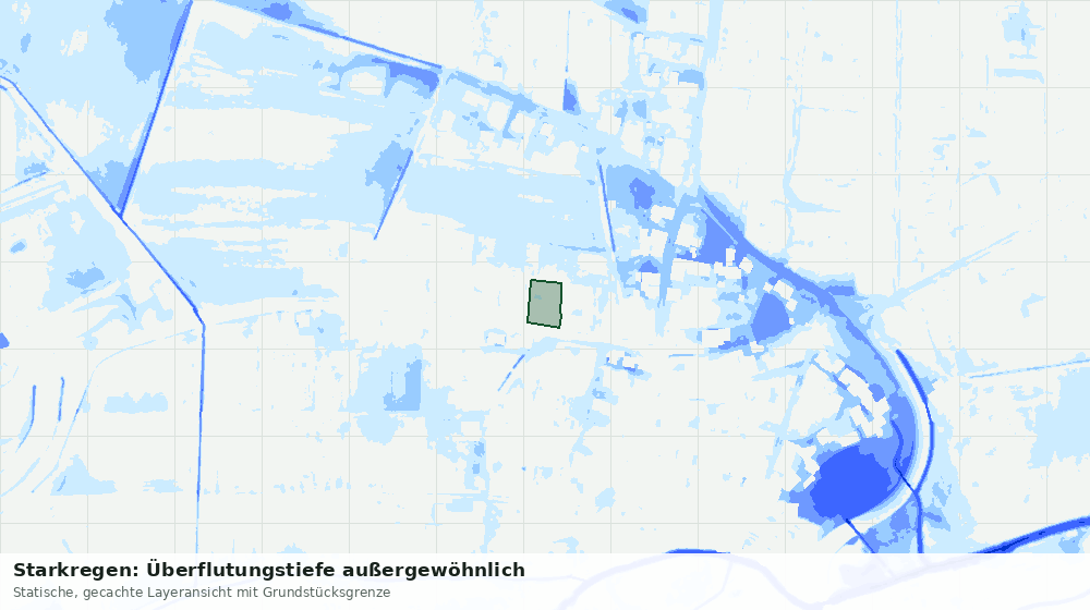 Statische Kartenansicht: Starkregen: Überflutungstiefe außergewöhnlich