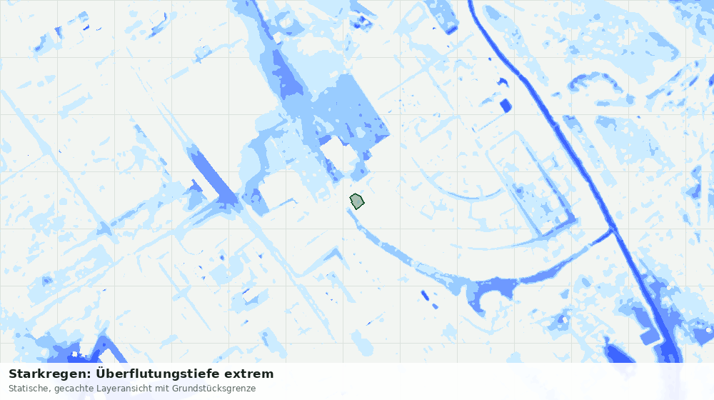 Statische Kartenansicht: Starkregen: Überflutungstiefe extrem
