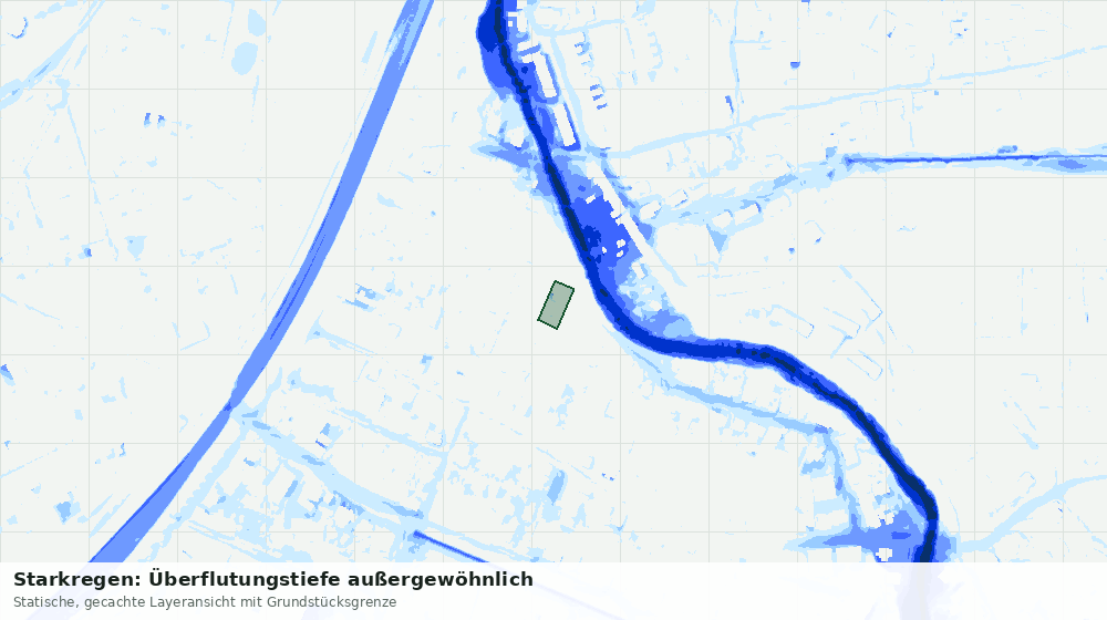 Statische Kartenansicht: Starkregen: Überflutungstiefe außergewöhnlich