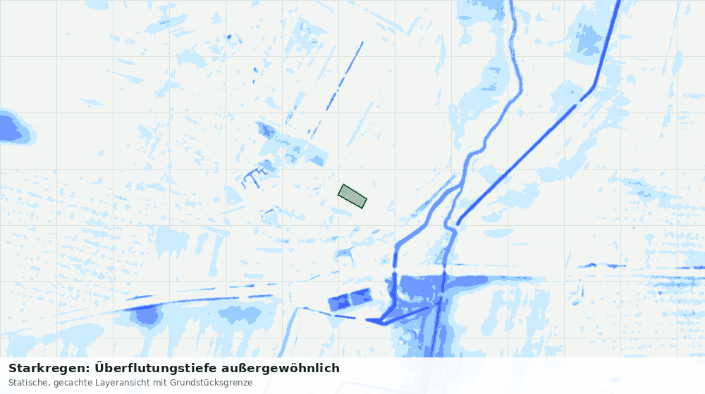 Statische Kartenansicht: Starkregen: Überflutungstiefe außergewöhnlich