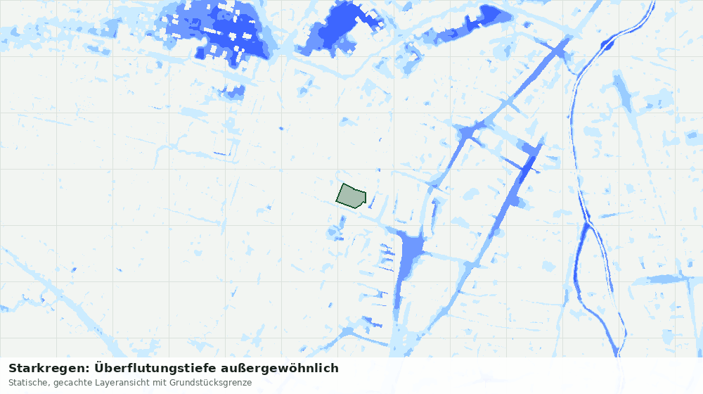 Statische Kartenansicht: Starkregen: Überflutungstiefe außergewöhnlich