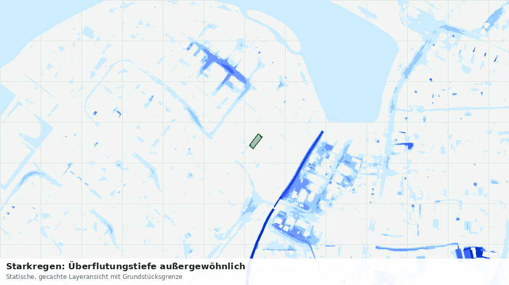 Statische Kartenansicht: Starkregen: Überflutungstiefe außergewöhnlich