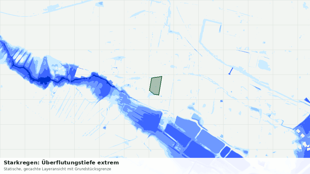 Statische Kartenansicht: Starkregen: Überflutungstiefe extrem