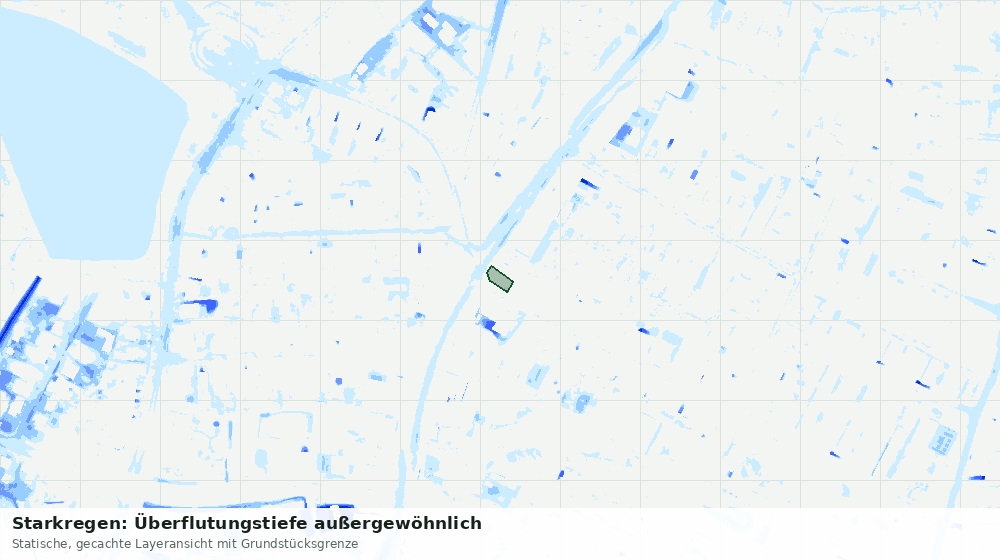 Statische Kartenansicht: Starkregen: Überflutungstiefe außergewöhnlich