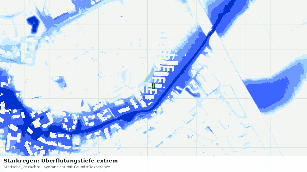 Statische Kartenansicht: Starkregen: Überflutungstiefe extrem