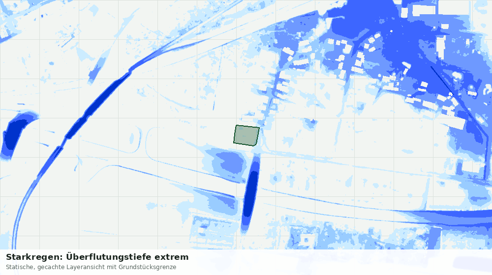Statische Kartenansicht: Starkregen: Überflutungstiefe extrem