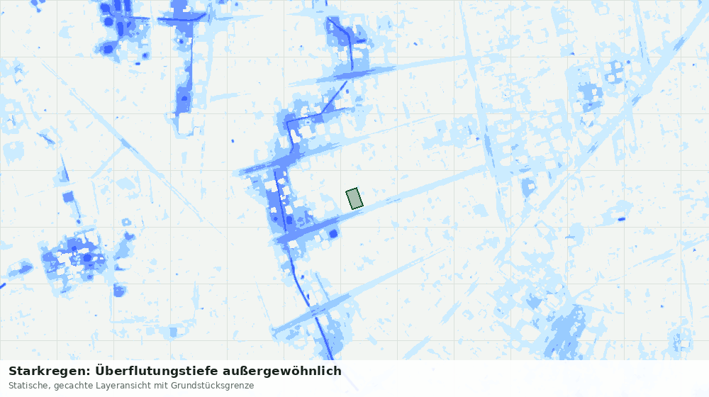 Statische Kartenansicht: Starkregen: Überflutungstiefe außergewöhnlich