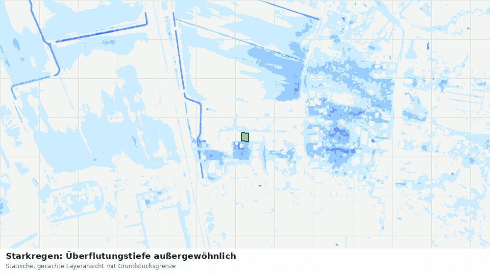 Statische Kartenansicht: Starkregen: Überflutungstiefe außergewöhnlich