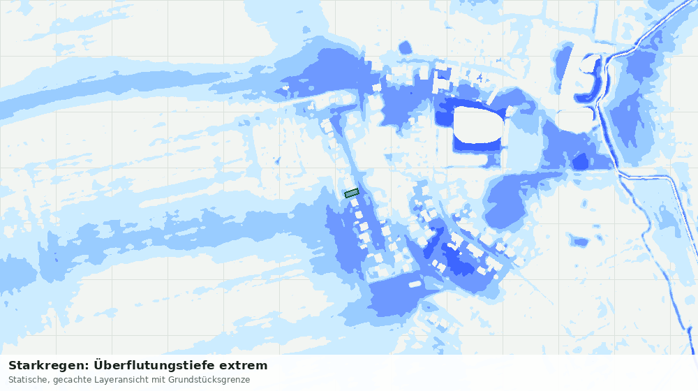 Statische Kartenansicht: Starkregen: Überflutungstiefe extrem