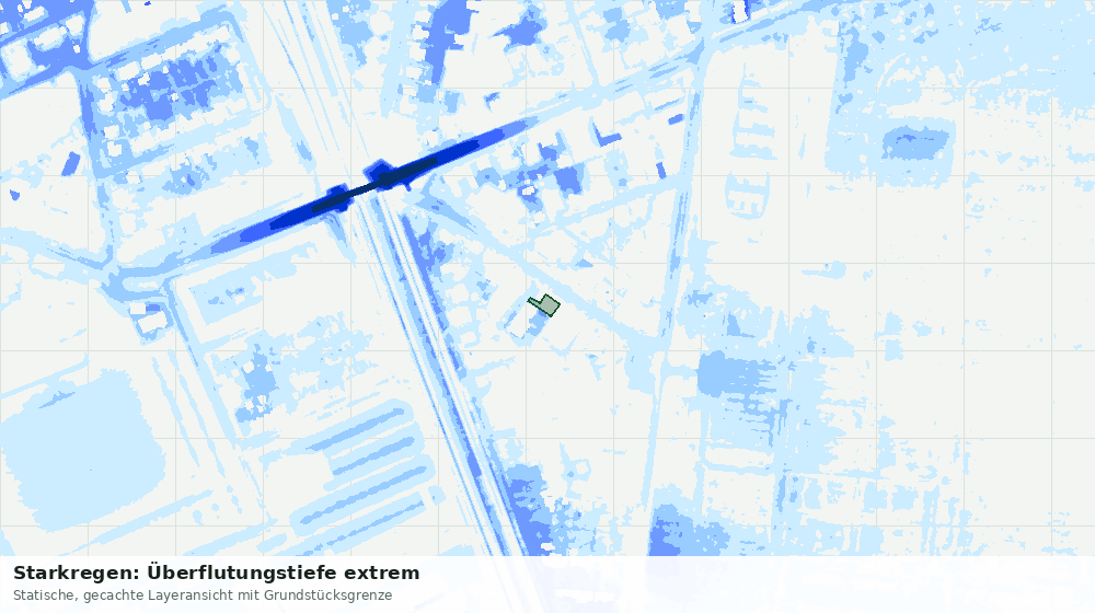 Statische Kartenansicht: Starkregen: Überflutungstiefe extrem
