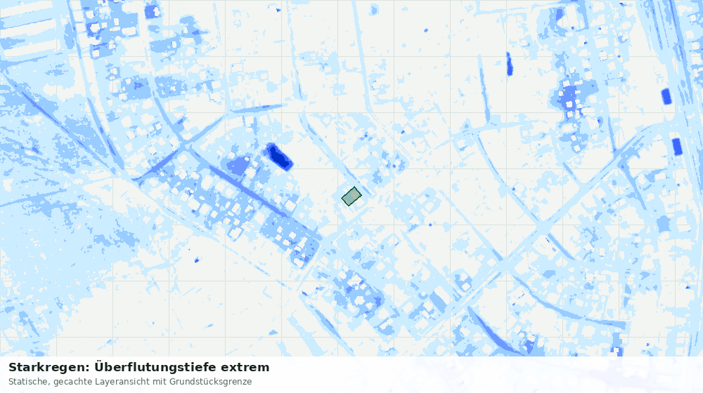 Statische Kartenansicht: Starkregen: Überflutungstiefe extrem