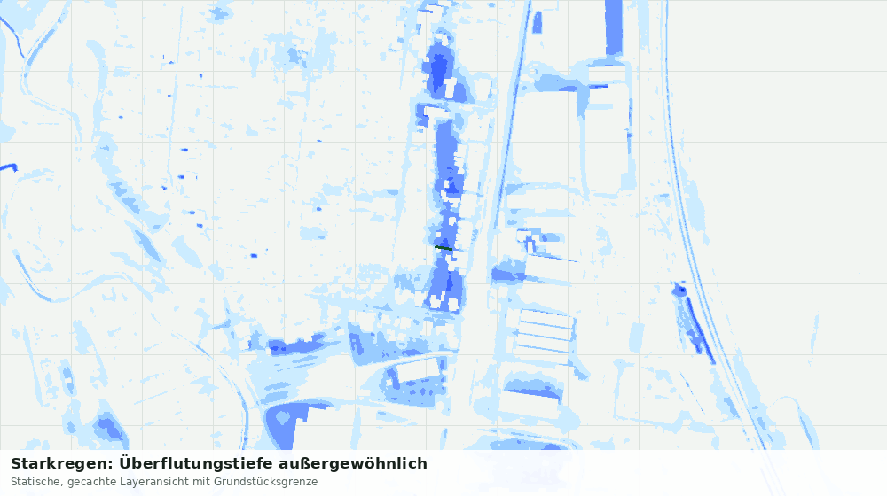 Statische Kartenansicht: Starkregen: Überflutungstiefe außergewöhnlich