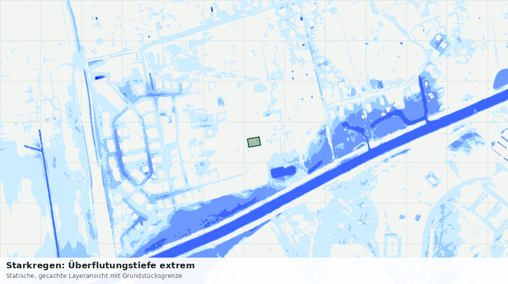 Statische Kartenansicht: Starkregen: Überflutungstiefe extrem