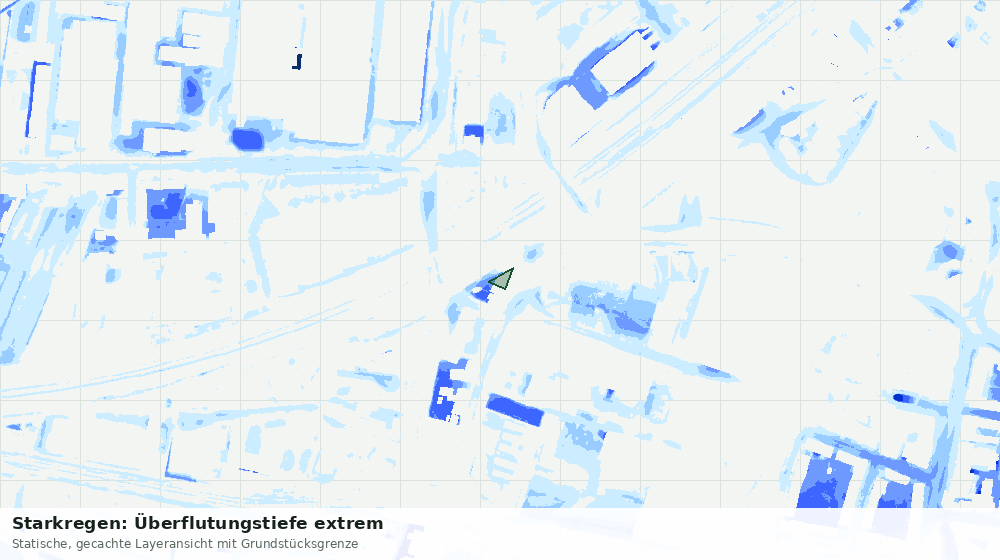 Statische Kartenansicht: Starkregen: Überflutungstiefe extrem