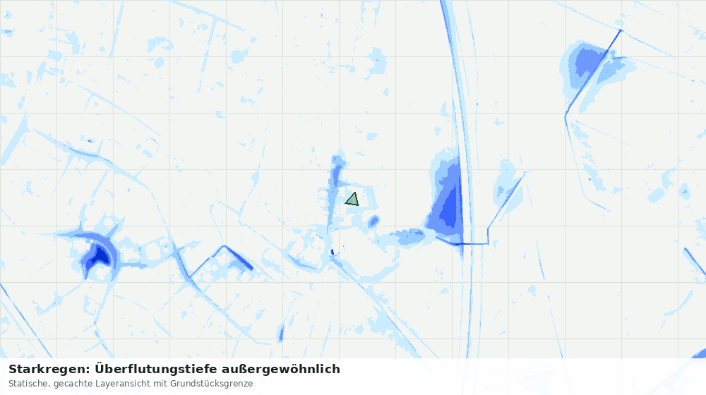 Statische Kartenansicht: Starkregen: Überflutungstiefe außergewöhnlich