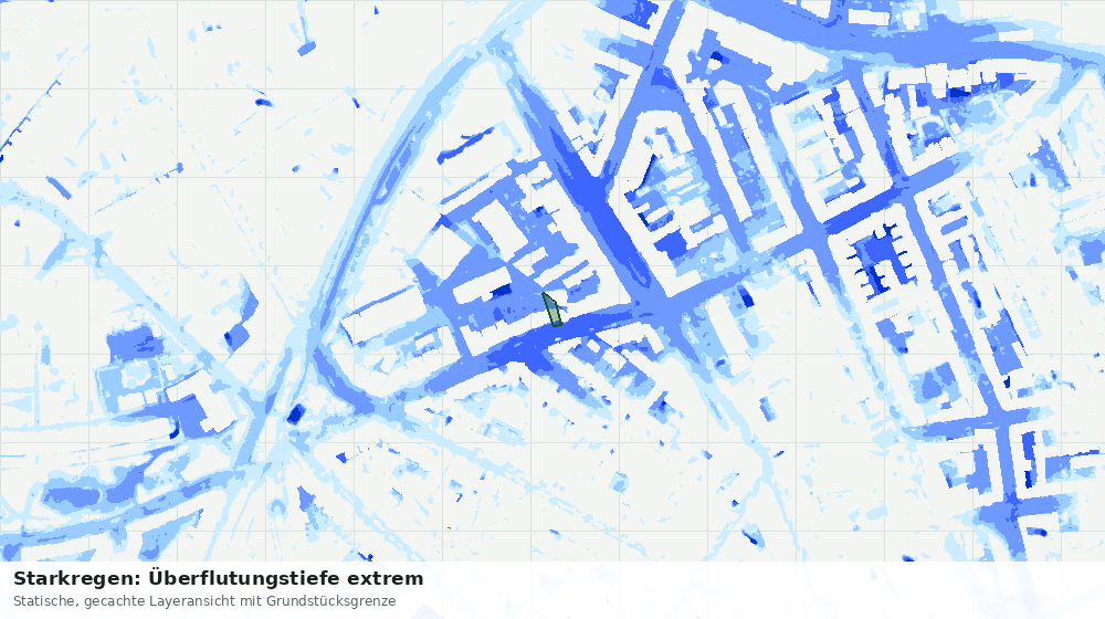 Statische Kartenansicht: Starkregen: Überflutungstiefe extrem