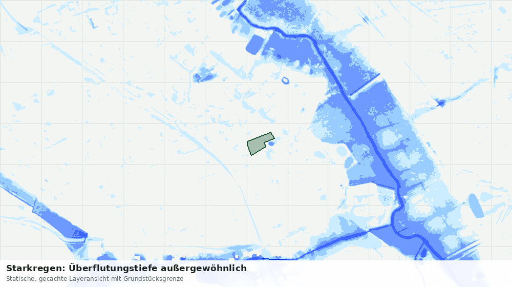 Statische Kartenansicht: Starkregen: Überflutungstiefe außergewöhnlich