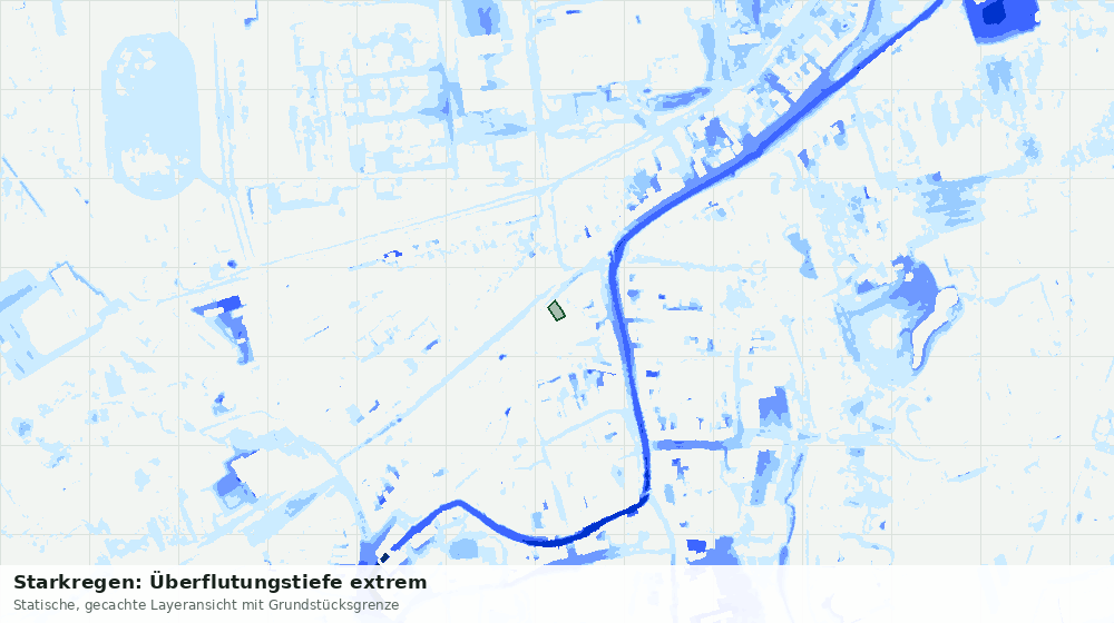 Statische Kartenansicht: Starkregen: Überflutungstiefe extrem