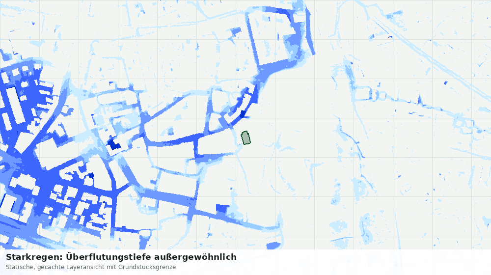 Statische Kartenansicht: Starkregen: Überflutungstiefe außergewöhnlich