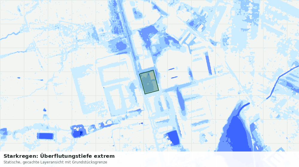 Statische Kartenansicht: Starkregen: Überflutungstiefe extrem