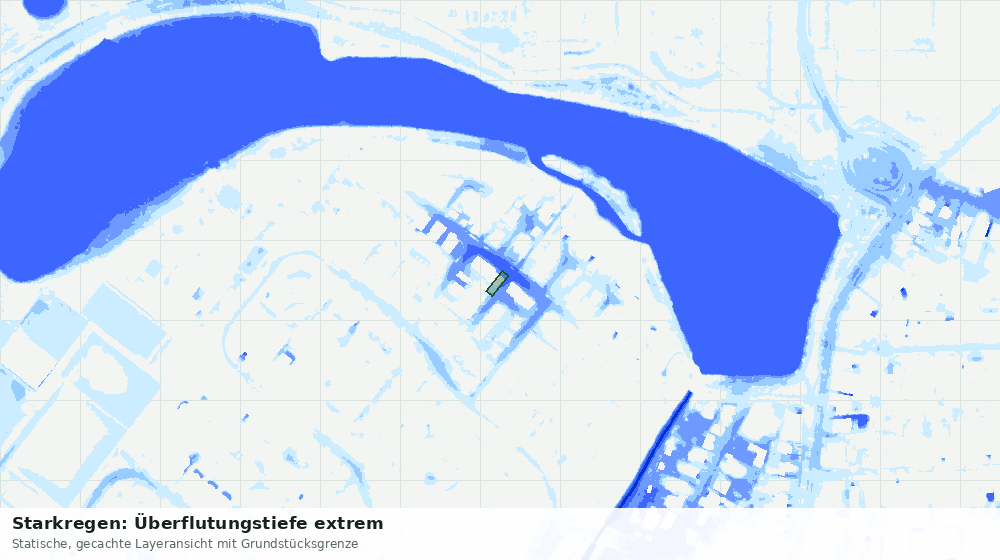 Statische Kartenansicht: Starkregen: Überflutungstiefe extrem