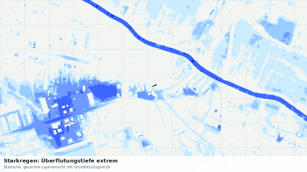 Statische Kartenansicht: Starkregen: Überflutungstiefe extrem